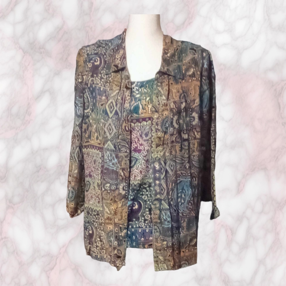 Button down multi color built in camisole